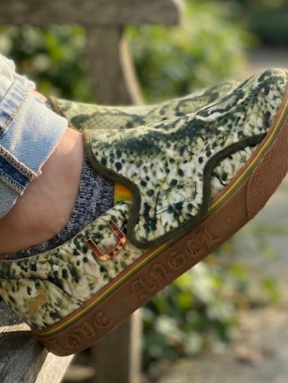 Y2K L.A.M.B. Ketella Tex Slip-On Sneakers Featuring A Green Python Print Size 10